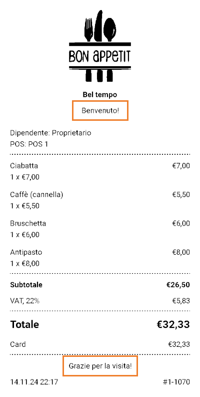 testo verrà ora stampato