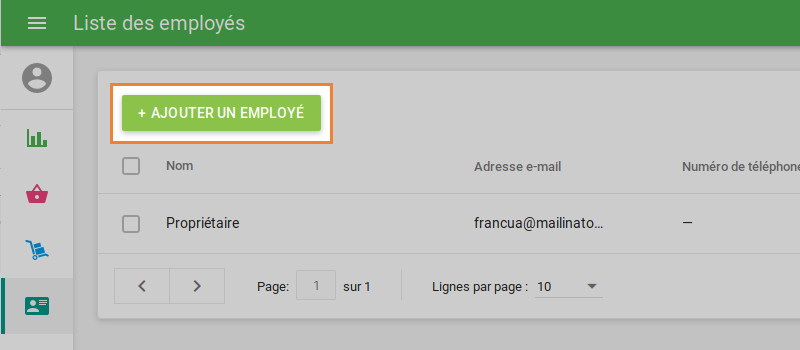 le bouton «Ajouter un employé»