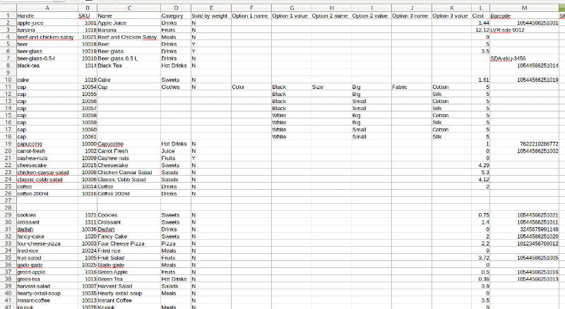 CSV file