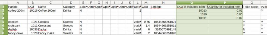Composite items export file