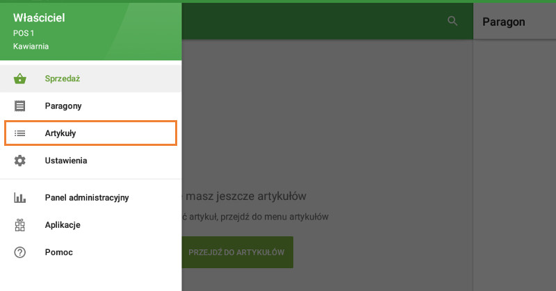 menu „Artykuly”