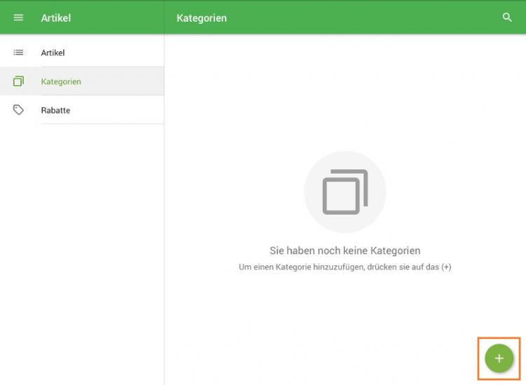 Tippen Sie im ´Artikel´ auf die Schaltfläche ´Kategorien´. 