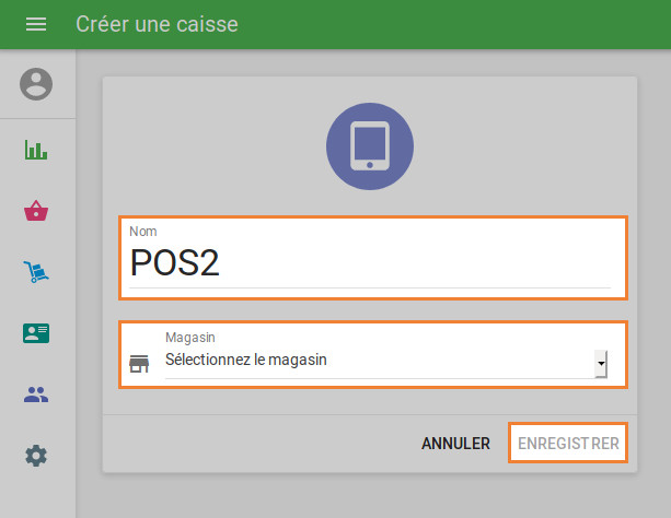 Créer une caisse