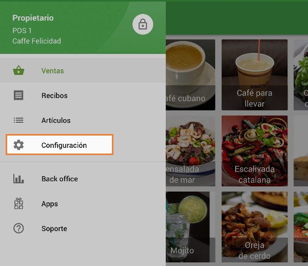 menú de configuración,prueba impresion