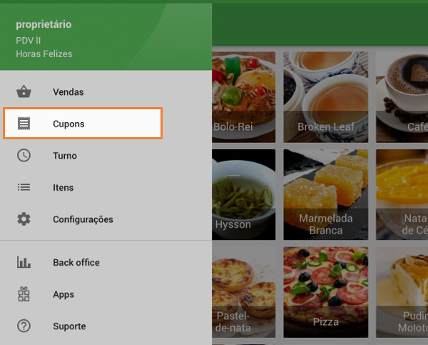 menu Cupons