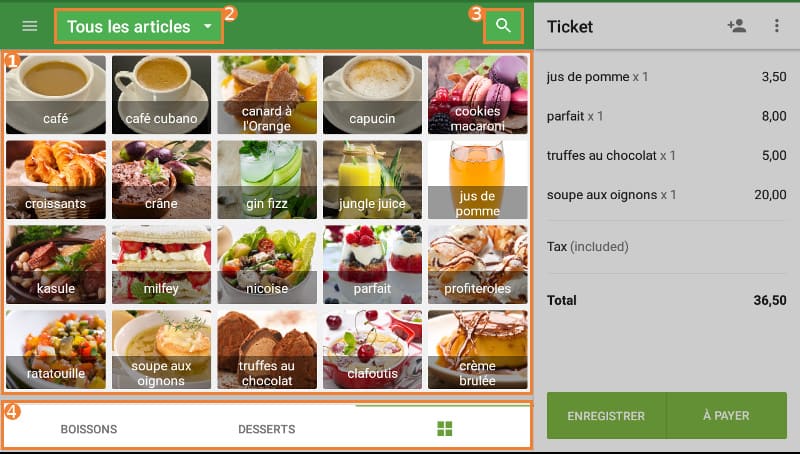 Écran de vente