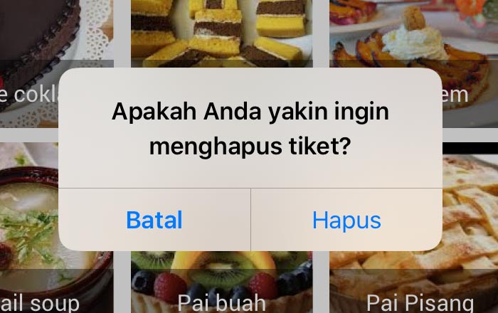 Tekan «Bersih» untuk diaolog lapangan.