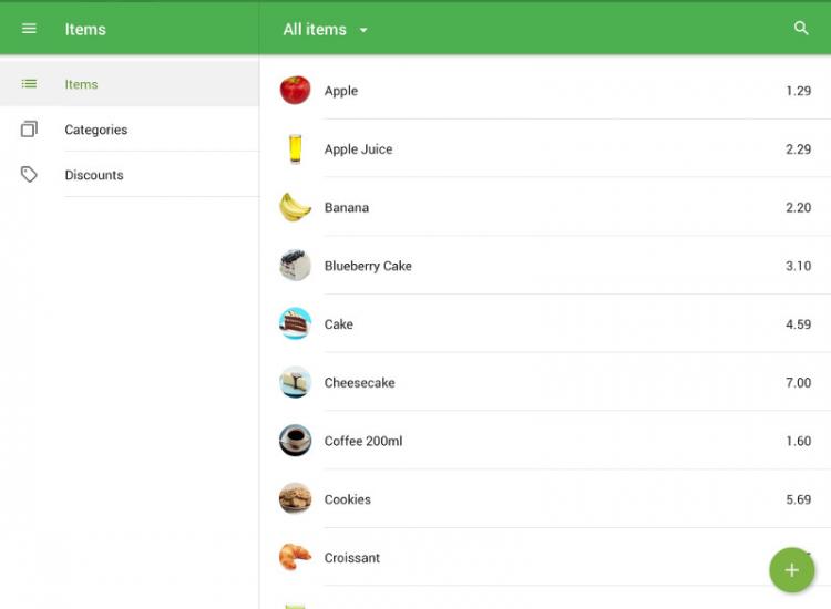 the items list in offline mode