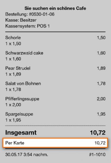 Quittung angezeigt