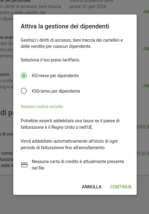 informarti sulle condizioni di iscrizione