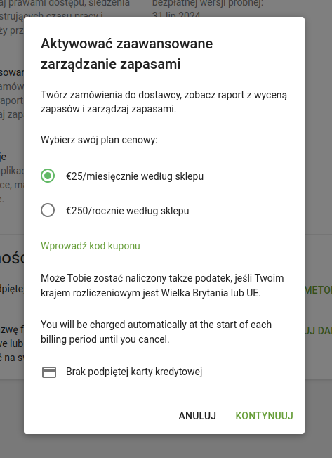 Subskrypcja na Zaawansowane zarządzanie zapasami