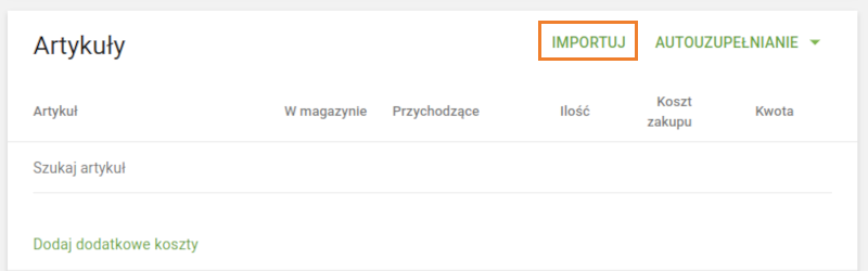 przycisk Importuj