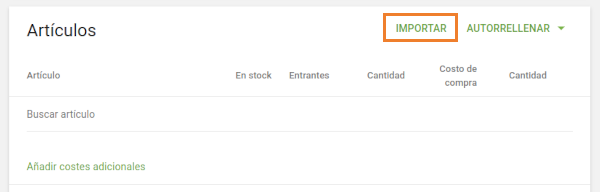 el botón Importar
