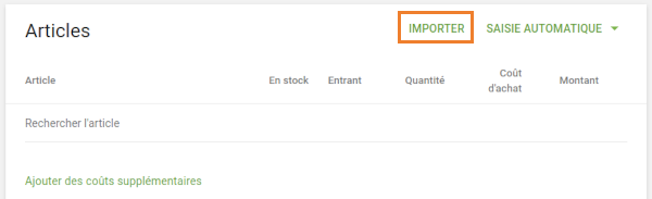 le bouton Importer
