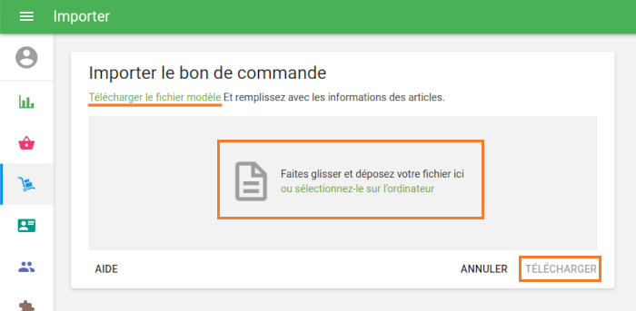 la page Importer