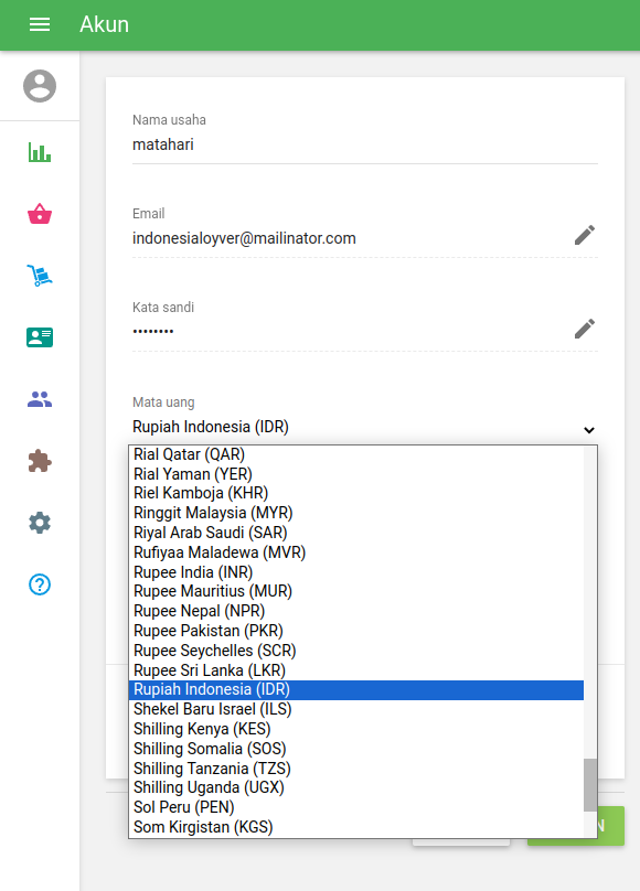 kolom Mata Uang