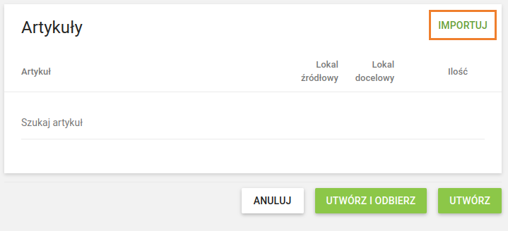przycisk Importuj