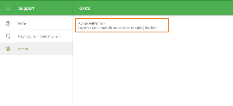Konto löschen