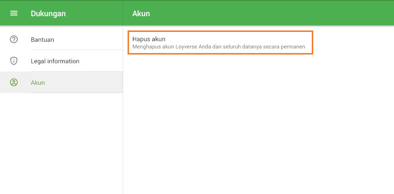 Hapus akun