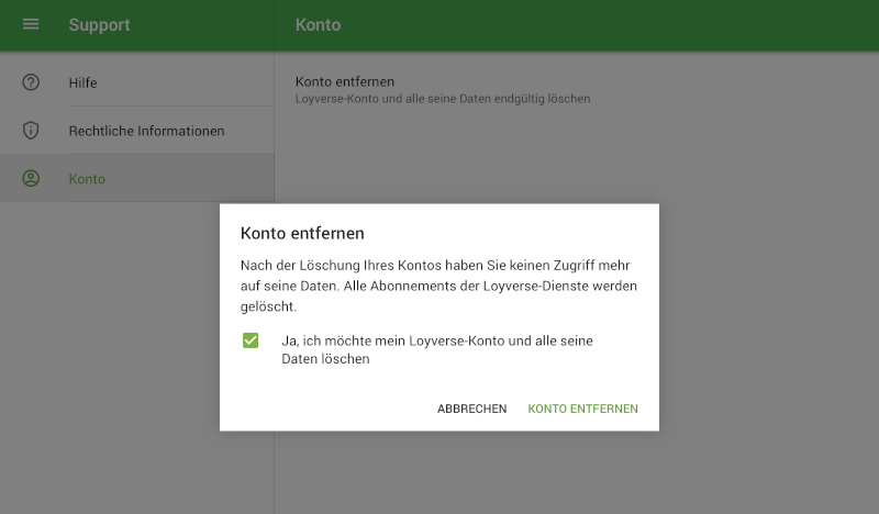 Konto entfernen