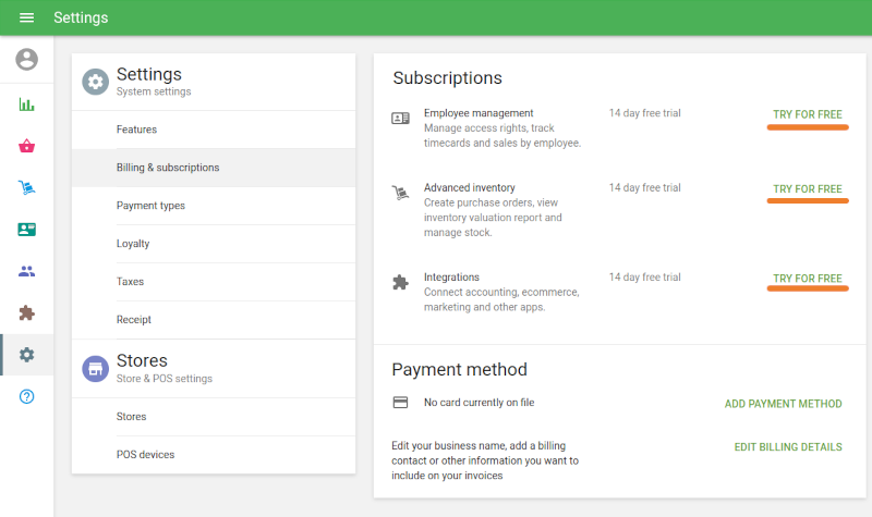 Try for free buttons for paid add-ons