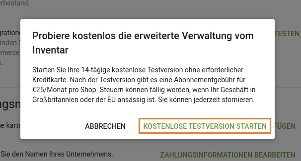 Testphase der Erweiterte Inventarverwaltung
