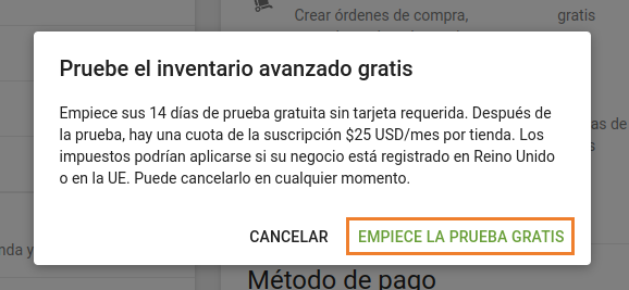 periodo prueba de Inventario avanzado