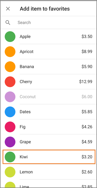 list of all items