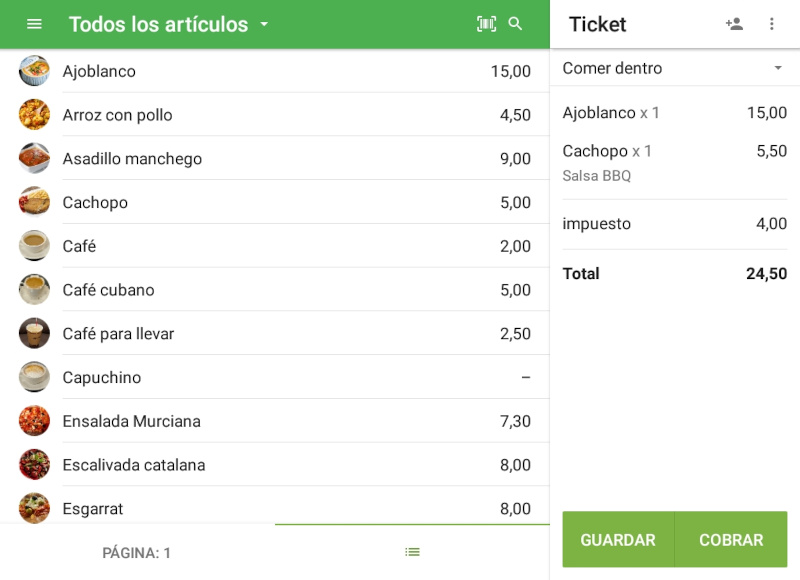 la opción de lista