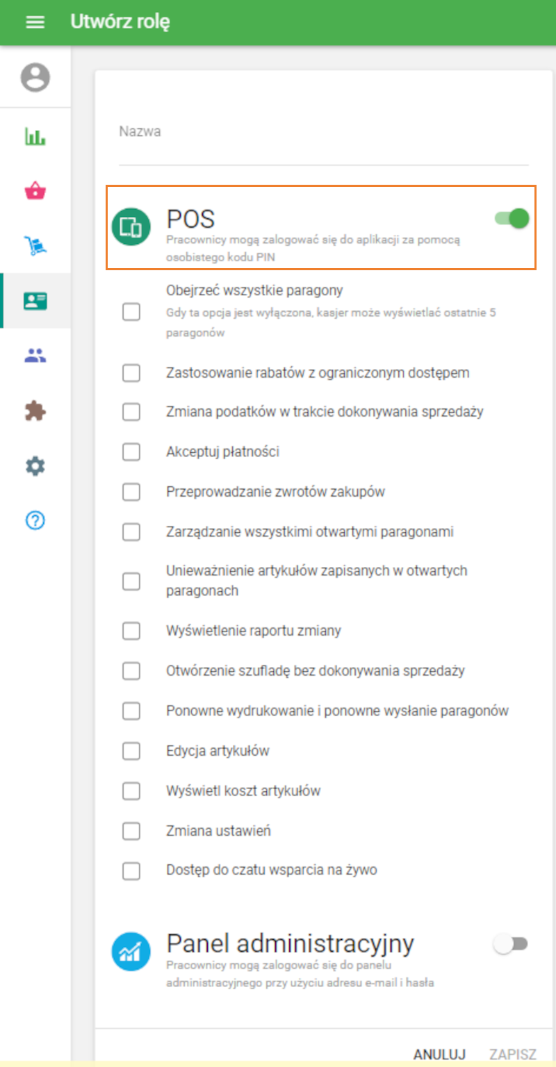 Prawa dostępu POS