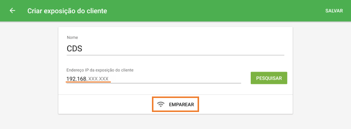 Botão 'Parear'