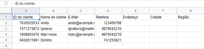 Lista de clientes