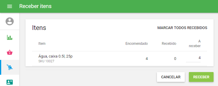 Recebendo itens