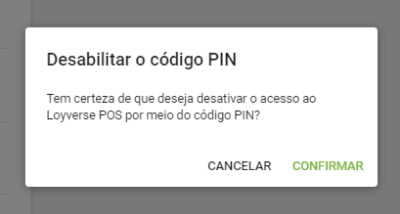 Confirme a desativação