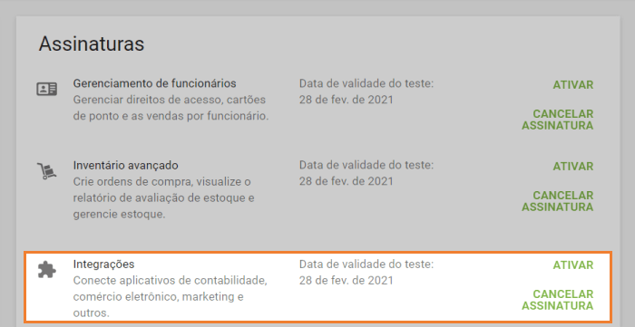 informações sobre a data de expiração do teste