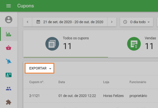 botão 'Exportar'
