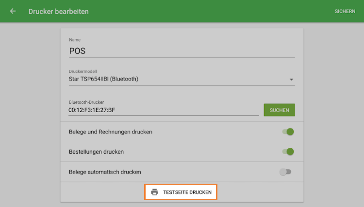 Testseite drucken