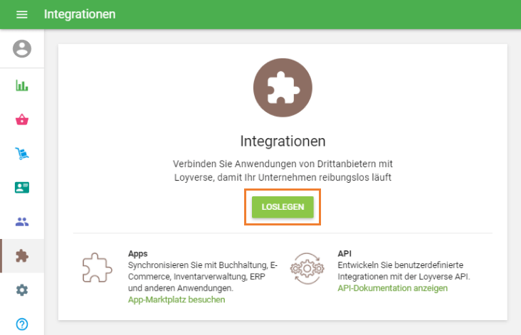 Schaltfläche 'Erste Schritte'