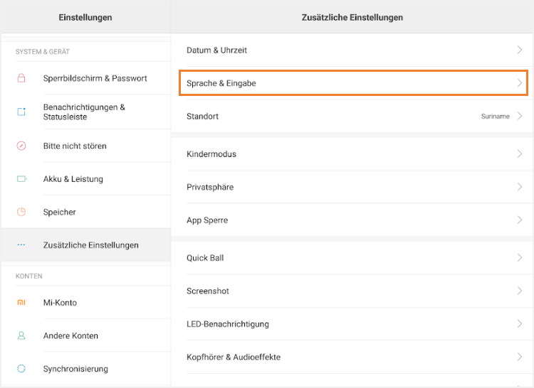 Zusätzliche Einstellungen
