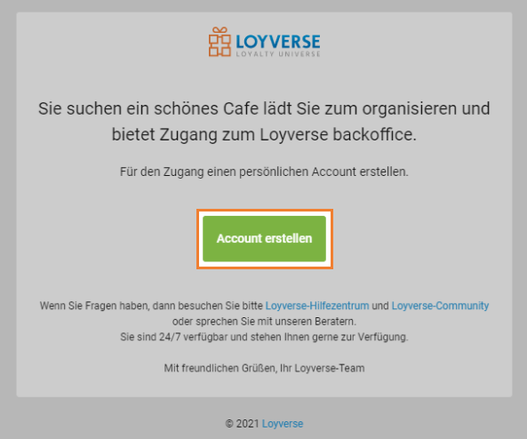Schaltfläche 'Account erstellen'