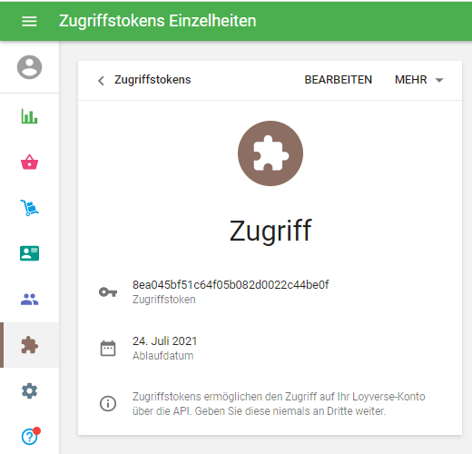 Zugriff auf Token-Details