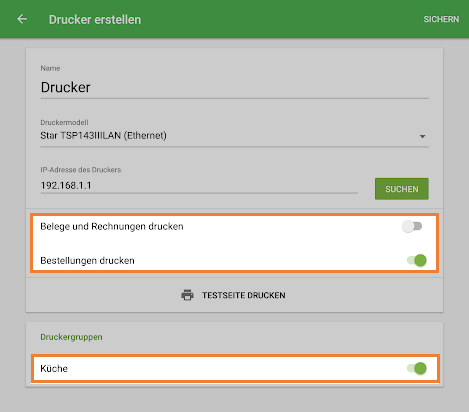 Option 'Bestellungen drucken'