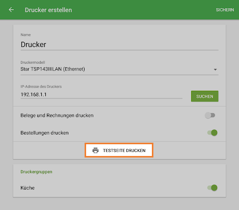 Testseite drucken