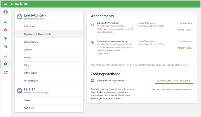Schaltfläche 'Zahlungsmethode hinzufügen'