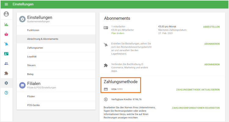 Ihre Karte als Zahlungsmethode