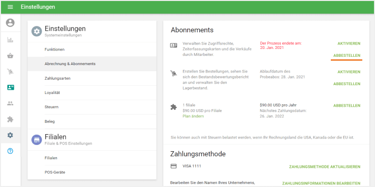 Mitarbeiterverwaltung abmelden