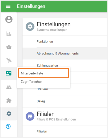 Abschnitt 'Mitarbeiterliste'
