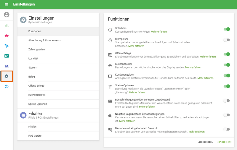 Systemeinstellungen