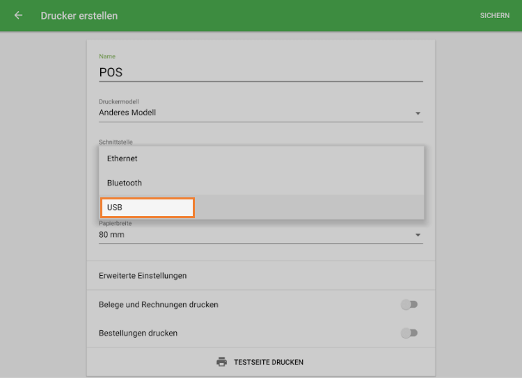 Schnittstelle USB