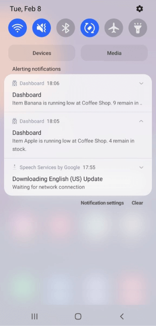 uma notificação por push